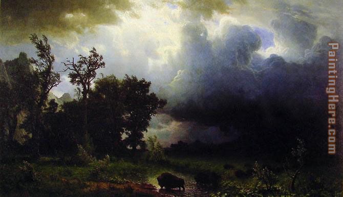Buffalo Trail painting - Albert Bierstadt Buffalo Trail art painting